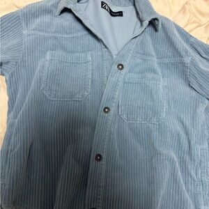 Zara Men's Casual Blue Pinstripe Shirt